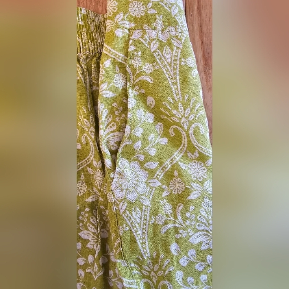 NEW Joie 100% Linen Green White Floral Wide Leg Pants Size Small NWOT - Picture 6 of 6